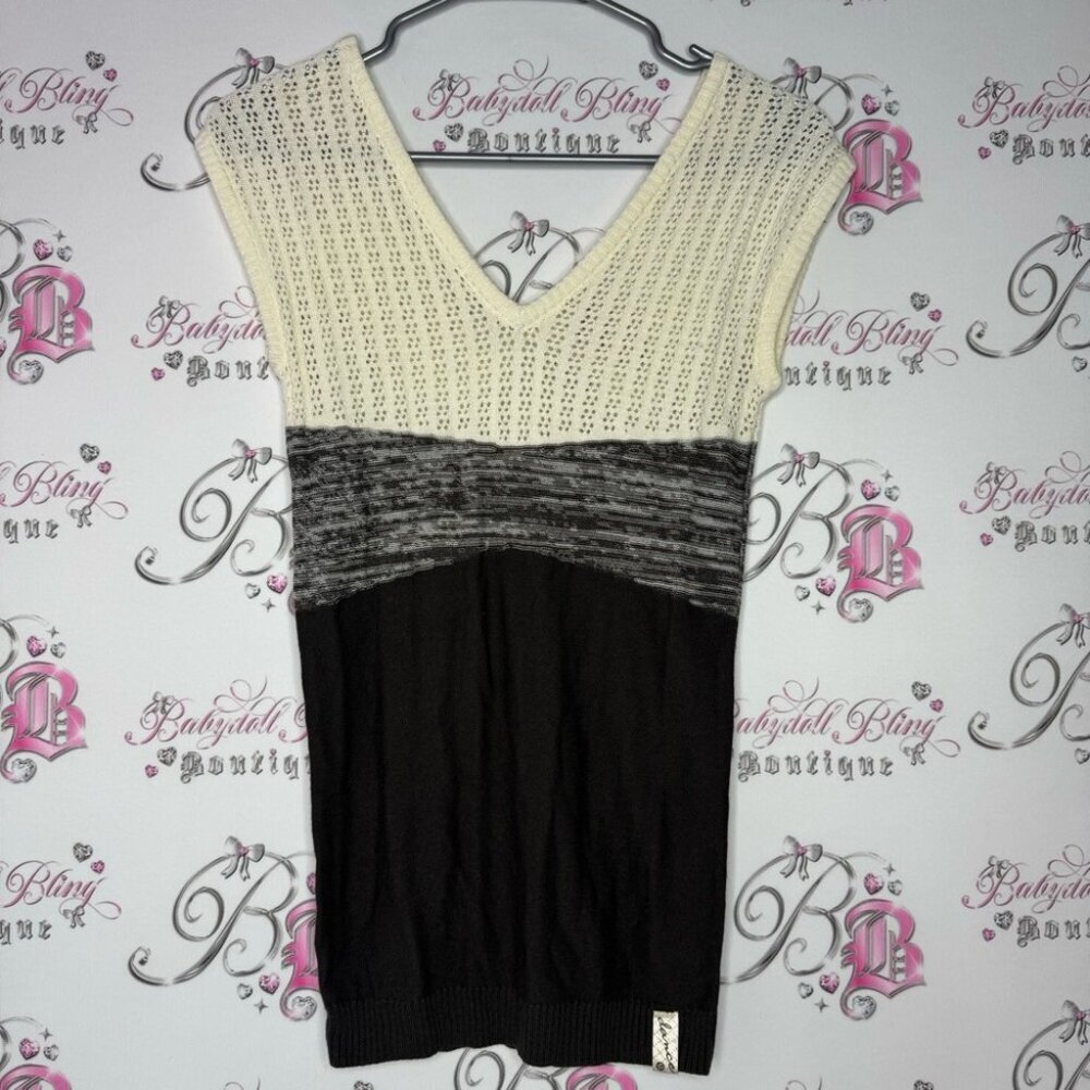 Lululemon dance tank top crochet knit vintage striped cream brown stretchy warm